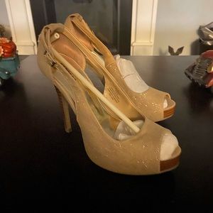 Express nude glitter heels